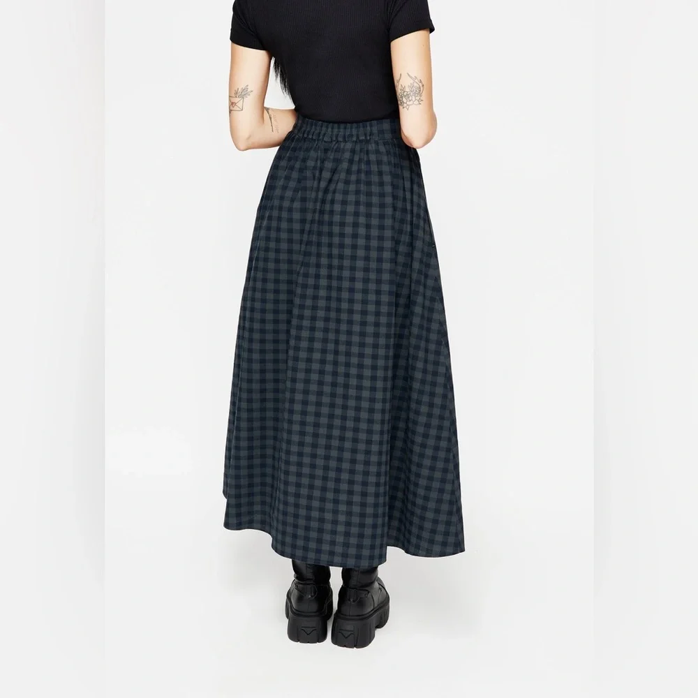 NWT Disturbia Jeannie Check Cotton Button Up Midaxi Skirt US 14 / UK 18 - Picture 4 of 5